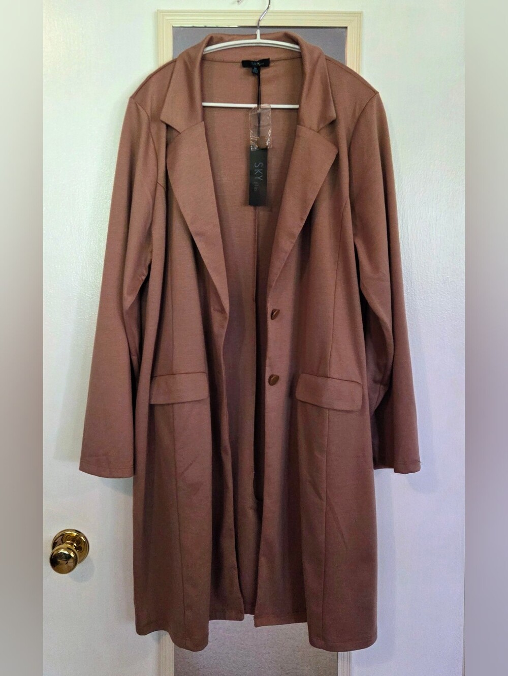 Sky Plus Camel Cardigan Button Front Women's Plus Size 2x